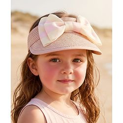 Babyhug Free Size Straw Cap with Bow Applique - Pink