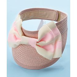 Babyhug Free Size Straw Cap with Bow Applique - Pink