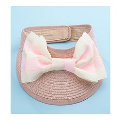 Babyhug Free Size Straw Cap with Bow Applique - Pink