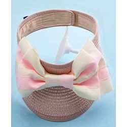 Babyhug Free Size Straw Cap with Bow Applique - Pink
