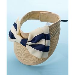Babyhug Free Size Straw Cap with Bow Applique - Beige
