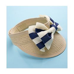 Babyhug Free Size Straw Cap with Bow Applique - Beige