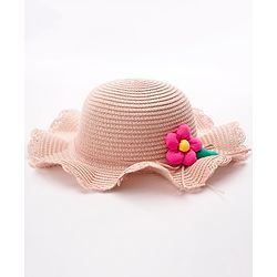 Babyhug Straw Hat Flower Design  Pink - Diameter 18 cm