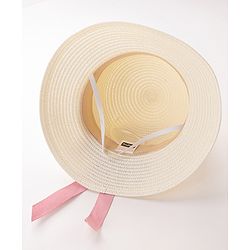 Babyhug Straw Hat with Bow Applique and Purse - White