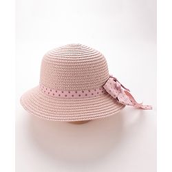 Babyhug Straw Hat with Bow Applique and Purse - Pink
