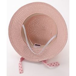 Babyhug Straw Hat with Bow Applique and Purse - Pink