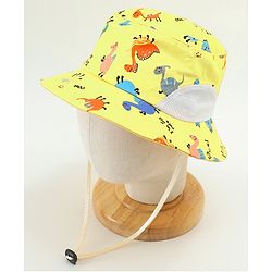 Babyhug Bucket Hat Dinosaur Print Yellow - Diameter 19 cm