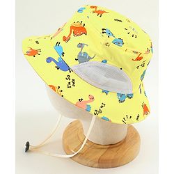 Babyhug Bucket Hat Dinosaur Print Yellow - Diameter 19 cm
