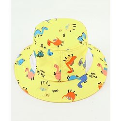 Babyhug Bucket Hat Dinosaur Print Yellow - Diameter 19 cm