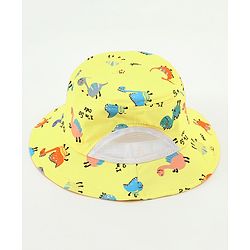 Babyhug Bucket Hat Dinosaur Print Yellow - Diameter 19 cm