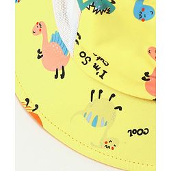 Babyhug Bucket Hat Dinosaur Print Yellow - Diameter 19 cm