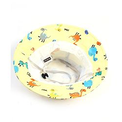 Babyhug Bucket Hat Dinosaur Print Yellow - Diameter 19 cm