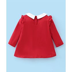 Babyhug 100% Cotton Single Jersey Knit Full Sleeves Frock with Legging Polka Dot Print - Red