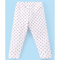 Babyhug 100% Cotton Single Jersey Knit Full Sleeves Frock with Legging Polka Dot Print - Red