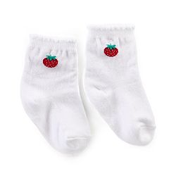 Cutewalk By Babyhug Anti Bacterial Ankle Length Socks Cherry Print Pack Of 3 - White & Red