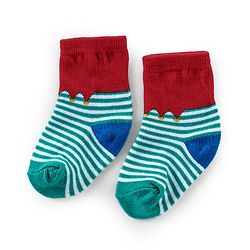Cutewalk By Babyhug Anti Bacterial Ankle Length Socks Striped Pack Of 3 - White & Red