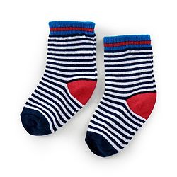 Cutewalk By Babyhug Anti Bacterial Ankle Length Socks Striped Pack Of 3 - White & Red
