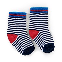 Cutewalk By Babyhug Anti Bacterial Ankle Length Socks Striped Pack Of 3 - White & Red