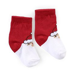 Cutewalk By Babyhug Anti Bacterial Ankle Length Socks Striped Pack Of 3 - White & Red