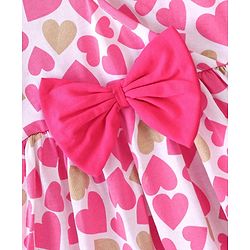 Babyhug 100% Cotton Knit Full Sleeves Inner T-Shirt & Frock With Heart Print - Pink