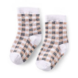Cutewalk By Babyhug Anti Bacterial Ankle Length Socks Christmas Pack Of 3 - Cream & Grey