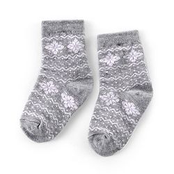 Cutewalk By Babyhug Anti Bacterial Ankle Length Socks Christmas Pack Of 3 - Cream & Grey