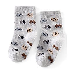 Cutewalk By Babyhug Anti Bacterial Ankle Length Socks Kitty Print Pack Of 3 - Purple Grey & Blue