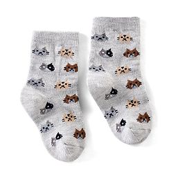 Cutewalk By Babyhug Anti Bacterial Ankle Length Socks Kitty Print Pack Of 3 - Purple Grey & Blue