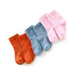 Cute Walk by Babyhug Anti Bacterial Ankle Length Non Terry Solid Color Socks Pack of 3 - Pink Orange & Blue