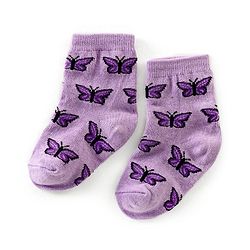 Cute Walk by Babyhug Anti Bacterial Ankle Length Non Terry Socks Butterfly Design Pack of 3 - Pink Purple & Peach