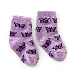 Cute Walk by Babyhug Anti Bacterial Ankle Length Non Terry Socks Butterfly Design Pack of 3 - Pink Purple & Peach