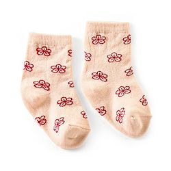 Cute Walk by Babyhug Anti Bacterial Ankle Length Non Terry Socks Butterfly Design Pack of 3 - Pink Purple & Peach