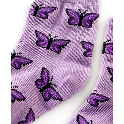 Cute Walk by Babyhug Anti Bacterial Ankle Length Non Terry Socks Butterfly Design Pack of 3 - Pink Purple & Peach