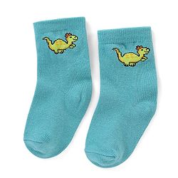 Cute Walk By Babyhug Antibacterial Socks With Dino Print Pack Of 3 - Red Green & Blue