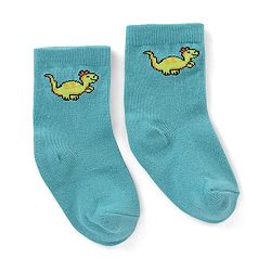 Cute Walk By Babyhug Antibacterial Socks With Dino Print Pack Of 3 - Red Green & Blue