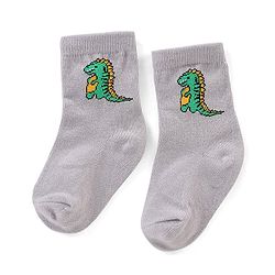Cute Walk By Babyhug Antibacterial Socks With Dino Print Pack Of 3 - Red Green & Blue