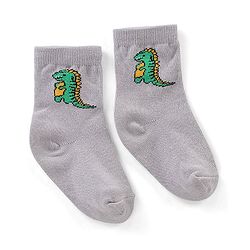 Cute Walk By Babyhug Antibacterial Socks With Dino Print Pack Of 3 - Red Green & Blue