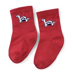 Cute Walk By Babyhug Antibacterial Socks With Dino Print Pack Of 3 - Red Green & Blue