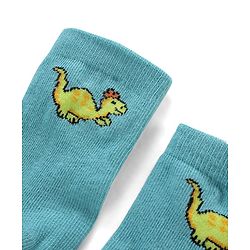 Cute Walk By Babyhug Antibacterial Socks With Dino Print Pack Of 3 - Red Green & Blue