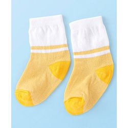 Cute Walk By Babyhug Non Terry Anti Bacterial Ankle Length Socks Smile Design Pack Of 3 - White & Yellow