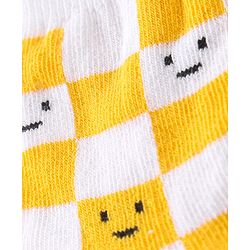 Cute Walk By Babyhug Non Terry Anti Bacterial Ankle Length Socks Smile Design Pack Of 3 - White & Yellow