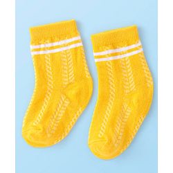 Cute Walk By Babyhug Non Terry Anti Bacterial Ankle Length Socks Smile Design Pack Of 3 - White & Yellow