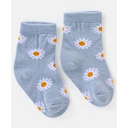 Cute Walk By Babyhug Non Terry Anti Bacterial Ankle Length Floral Design Socks Pack of 3 - Multicolour