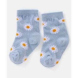 Cute Walk By Babyhug Non Terry Anti Bacterial Ankle Length Floral Design Socks Pack of 3 - Multicolour