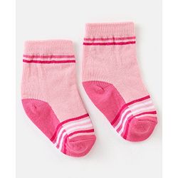 Cute Walk By Babyhug Non Terry Anti Bacterial Ankle Length Design Socks Pack of 3 - Pink & white