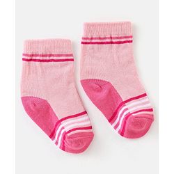 Cute Walk By Babyhug Non Terry Anti Bacterial Ankle Length Design Socks Pack of 3 - Pink & white