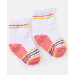 Cute Walk By Babyhug Non Terry Anti Bacterial Ankle Length Design Socks Pack of 3 - Pink & white