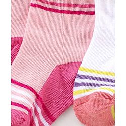 Cute Walk By Babyhug Non Terry Anti Bacterial Ankle Length Design Socks Pack of 3 - Pink & white