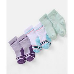 Cute Walk By Babyhug Non Terry Anti Bacterial Ankle Length Design Socks Pack of 3 - Multicolour