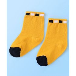 Cute Walk by Babyhug Cotton Blend Ankle Length Anti Bacterial Socks Stripes Design Pack of 3 - White & Yellow